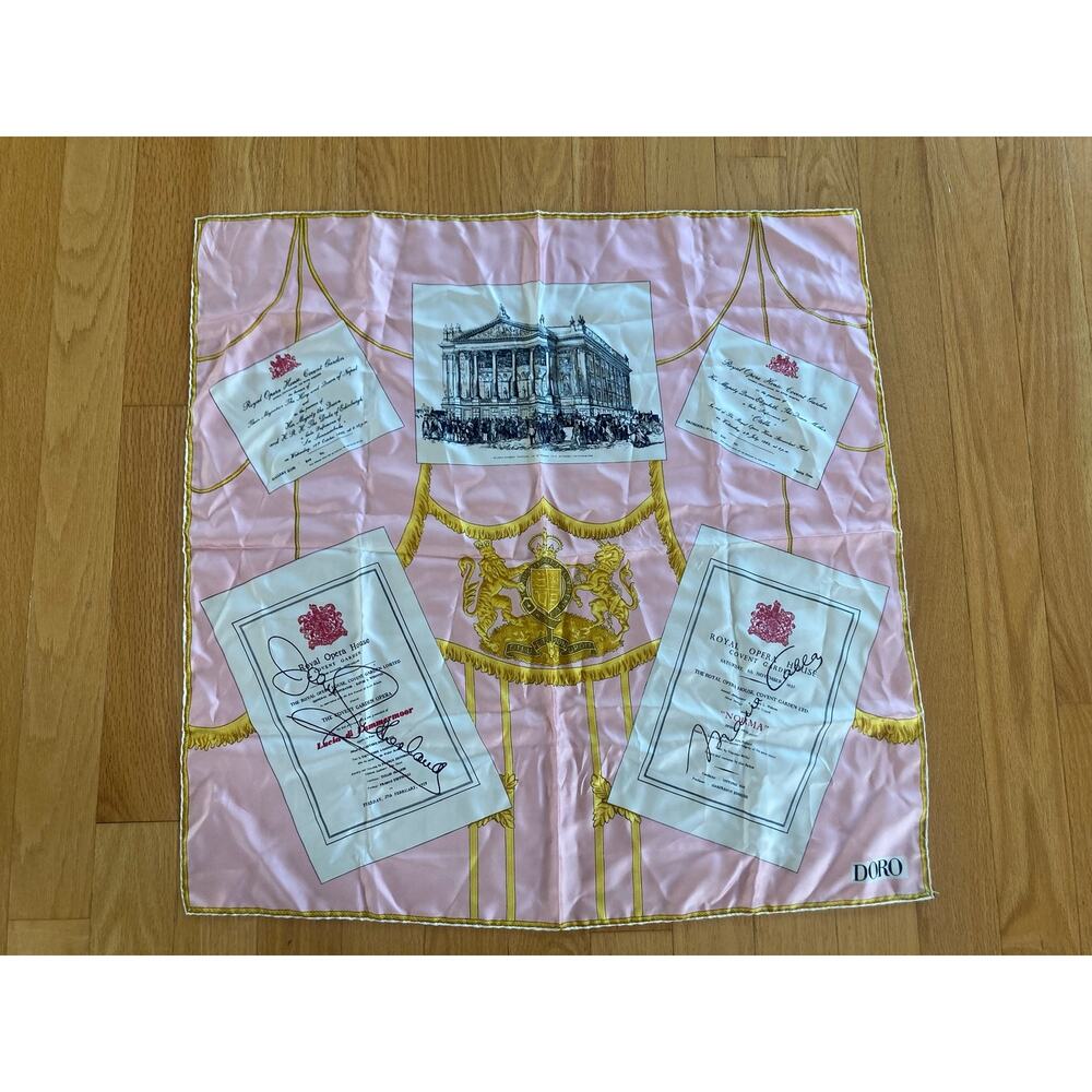 Doro Rare 1960's Hardy Amies Style Royal Opera House Italian Silk Vintage Scarf